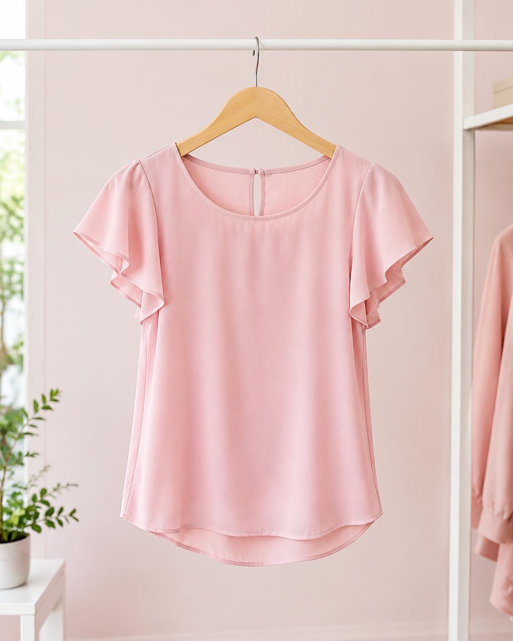 Blusinha feminina rosa em cabide
